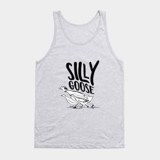 Silly Goose | Funny Saying With Black And White Words And Edward Lear Vintage Goose Illustration Tank Top